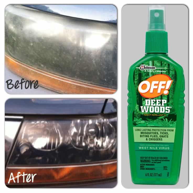 clean headlights with bug spray